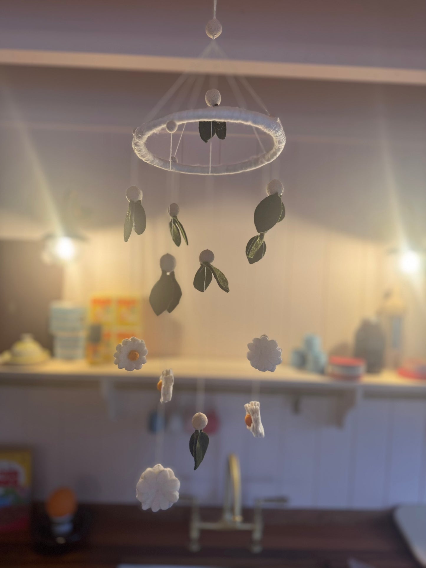 Handcrafted Cot mobile- Leaves & Flowers Design